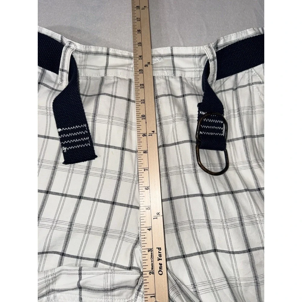 Levis Cargo Shorts Men 36x11 White Plaid Flap Back Pockets Baggy Skater Y2K.